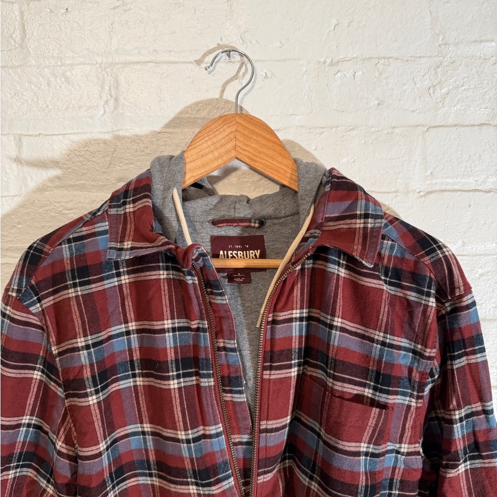 Alesbury Men's Plaid Shirt Jacket - Red and Blue